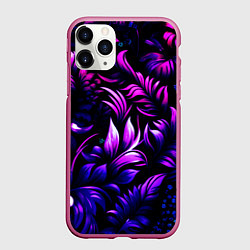 Чехол iPhone 11 Pro матовый Синий индиго цветочный