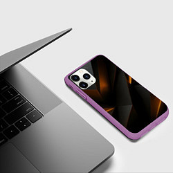 Чехол iPhone 11 Pro матовый Черная текстура с углами, цвет: 3D-фиолетовый — фото 2