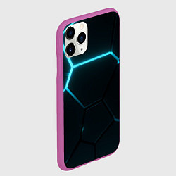 Чехол iPhone 11 Pro матовый Синие плиты с неоном, цвет: 3D-фиолетовый — фото 2