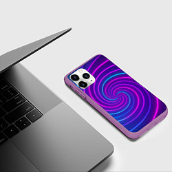 Чехол iPhone 11 Pro матовый Сине-фиолетовая спираль, цвет: 3D-фиолетовый — фото 2