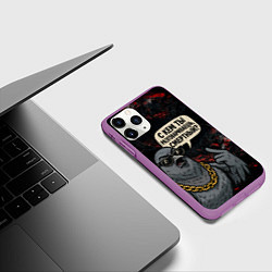 Чехол iPhone 11 Pro матовый Голубь - с кем ты разговариваешь смертный, цвет: 3D-фиолетовый — фото 2