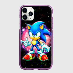 Чехол iPhone 11 Pro матовый Sonic in space, цвет: 3D-фиолетовый
