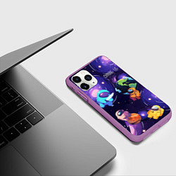 Чехол iPhone 11 Pro матовый Among Us космос, цвет: 3D-фиолетовый — фото 2