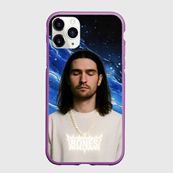 Чехол iPhone 11 Pro матовый Bones глаза закрыты, цвет: 3D-фиолетовый