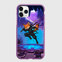 Чехол iPhone 11 Pro матовый Лис ниндзя в прыжке