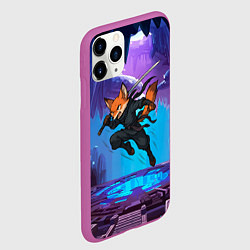 Чехол iPhone 11 Pro матовый Лис ниндзя в прыжке, цвет: 3D-фиолетовый — фото 2