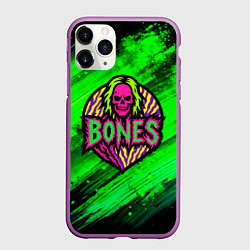 Чехол iPhone 11 Pro матовый Bones лого с черепом, цвет: 3D-фиолетовый