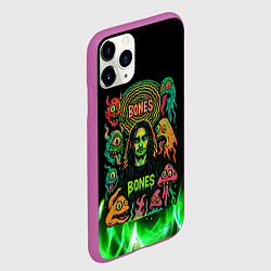 Чехол iPhone 11 Pro матовый Bones психоделика, цвет: 3D-фиолетовый — фото 2