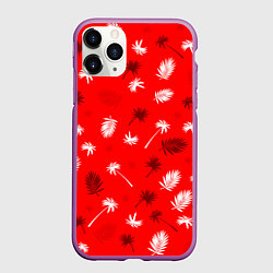 Чехол iPhone 11 Pro матовый Текстура красной гавайской рубашки, цвет: 3D-фиолетовый