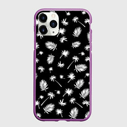 Чехол iPhone 11 Pro матовый Текстура черной гавайской рубашки