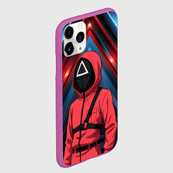 Чехол iPhone 11 Pro матовый Игра в кальмара - страж в стиле аниме, цвет: 3D-фиолетовый — фото 2