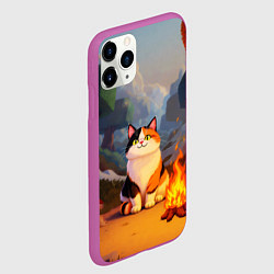 Чехол iPhone 11 Pro матовый Котик в кубическом мире, цвет: 3D-фиолетовый — фото 2