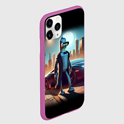 Чехол iPhone 11 Pro матовый Бендер с пистолетом - Нью-Йоркская мафия, цвет: 3D-фиолетовый — фото 2