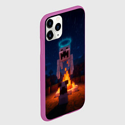 Чехол iPhone 11 Pro матовый Собака и летающий монстр перед костром, цвет: 3D-фиолетовый — фото 2