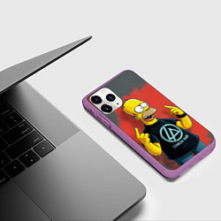 Чехол iPhone 11 Pro матовый Гомер в футболке Linkin Park, цвет: 3D-фиолетовый — фото 2