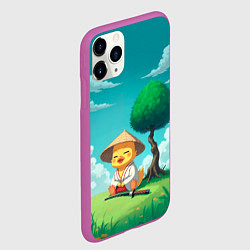 Чехол iPhone 11 Pro матовый Уточка в кимоно под миниатюрным деревом, цвет: 3D-фиолетовый — фото 2