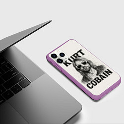 Чехол iPhone 11 Pro матовый Kurt Cobain - grunge-art, цвет: 3D-фиолетовый — фото 2