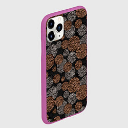 Чехол iPhone 11 Pro матовый Крупный горох серый желтый с леопардовой текстурой, цвет: 3D-фиолетовый — фото 2