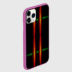 Чехол iPhone 11 Pro матовый Neon black green circles, цвет: 3D-фиолетовый — фото 2