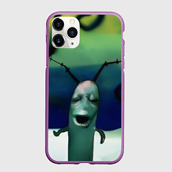 Чехол iPhone 11 Pro матовый Планктон страдает мем, цвет: 3D-фиолетовый
