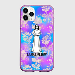 Чехол iPhone 11 Pro матовый Lana Del Rey нарисованная черными линиями, цвет: 3D-фиолетовый