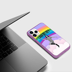 Чехол iPhone 11 Pro матовый Lana Del Rey на фоне радуги, цвет: 3D-фиолетовый — фото 2