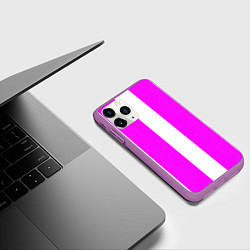 Чехол iPhone 11 Pro матовый Color white pink line, цвет: 3D-фиолетовый — фото 2