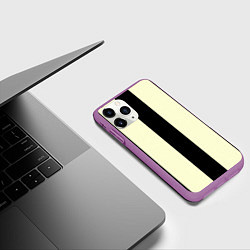 Чехол iPhone 11 Pro матовый Color black beige line, цвет: 3D-фиолетовый — фото 2