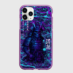 Чехол iPhone 11 Pro матовый Призрак самурая - неновый арт, цвет: 3D-фиолетовый