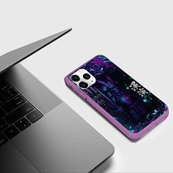 Чехол iPhone 11 Pro матовый Призрачный самурай - неоновый арт, цвет: 3D-фиолетовый — фото 2