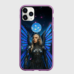 Чехол iPhone 11 Pro матовый Космическая Леди Гага, цвет: 3D-фиолетовый