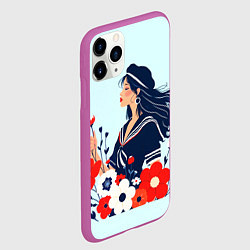 Чехол iPhone 11 Pro матовый Девушка моряка, цвет: 3D-фиолетовый — фото 2