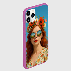 Чехол iPhone 11 Pro матовый Девушка в очках, цвет: 3D-фиолетовый — фото 2