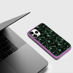 Чехол iPhone 11 Pro матовый Черно зеленый мемфис геометрический узор, цвет: 3D-фиолетовый — фото 2
