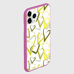Чехол iPhone 11 Pro матовый Зеленые сердца, цвет: 3D-фиолетовый — фото 2