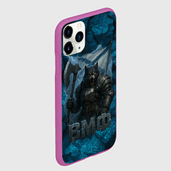 Чехол iPhone 11 Pro матовый Волк с флагом ВМФ, цвет: 3D-фиолетовый — фото 2