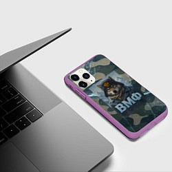 Чехол iPhone 11 Pro матовый Волк в ушанке - ВМФ, цвет: 3D-фиолетовый — фото 2