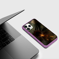Чехол iPhone 11 Pro матовый Следы от пуль на камуфляже, цвет: 3D-фиолетовый — фото 2