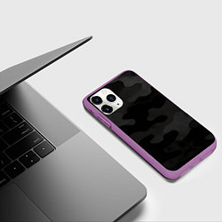 Чехол iPhone 11 Pro матовый Черно-серая текстура камуфляжа, цвет: 3D-фиолетовый — фото 2