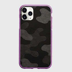 Чехол iPhone 11 Pro матовый Черно-серый камуфляж, цвет: 3D-фиолетовый