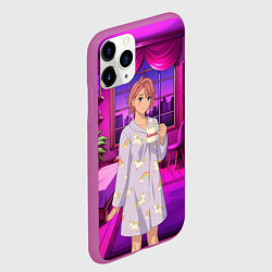 Чехол iPhone 11 Pro матовый Дандадан Сиратори Айра с кофе, цвет: 3D-фиолетовый — фото 2