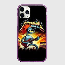 Чехол iPhone 11 Pro матовый Bender is a hard rock guitarist - Futurama