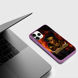 Чехол iPhone 11 Pro матовый XXXTentacion на фоне огня, цвет: 3D-фиолетовый — фото 2