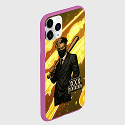 Чехол iPhone 11 Pro матовый XXXTentacion в пиджаке с битой, цвет: 3D-фиолетовый — фото 2