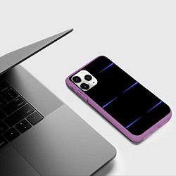 Чехол iPhone 11 Pro матовый Color black green purple stripes, цвет: 3D-фиолетовый — фото 2