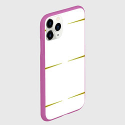 Чехол iPhone 11 Pro матовый Color white pink yellow stripes, цвет: 3D-фиолетовый — фото 2