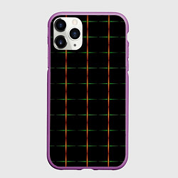 Чехол iPhone 11 Pro матовый Color black orange green crosses, цвет: 3D-фиолетовый