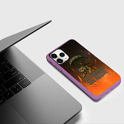 Чехол iPhone 11 Pro матовый Тигра на парашюте - за Родину за ВДВ, цвет: 3D-фиолетовый — фото 2