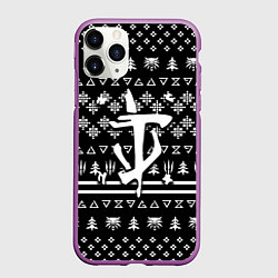 Чехол iPhone 11 Pro матовый Doom x witcher pattern, цвет: 3D-фиолетовый