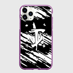 Чехол iPhone 11 Pro матовый Doom краски полосы, цвет: 3D-фиолетовый